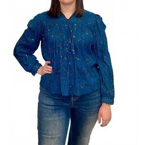 NEW COQUETTE midnight meadow blouse in navy